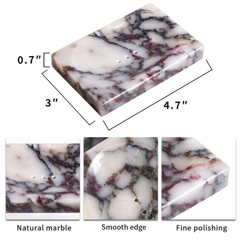 DUANYAN Luxurious Natural Marble Soap Dish Tray Marble Soap Holder Trinket Plate for Bathroom Sink Kitchen Countertop Bedroom Vanity Bathroom Accessory Rectangular（2 Combinations） - Image 2
